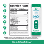 H2O Electrolytes™ Watermelon – 20-count zero sugar electrolyte powder packets for rapid rehydration.