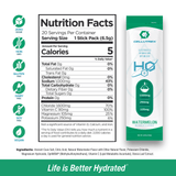 H2O Electrolytes™ Watermelon – 20-count zero sugar electrolyte powder packets for rapid rehydration.
